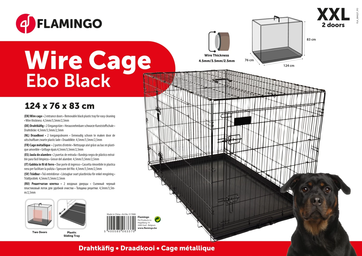 Flamingo Cage Pour Chien Ebo Noir XXL 124x76x83cm – Image 2