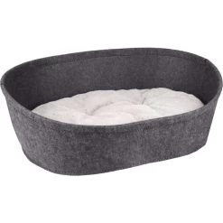 Flamingo Panier Xepp Feutre Oval Gris Foncé + Coussin Gris Clair 68x47x23cm