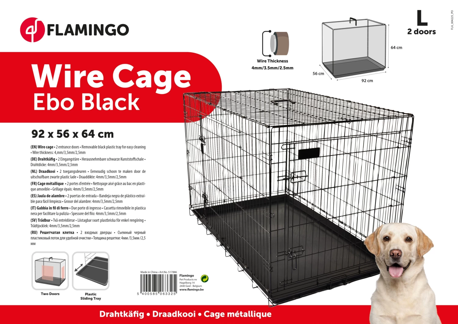 Flamingo Cage Pour Chien Ebo Noir L 92x56x64cm – Image 2